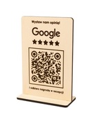 Drewniana tabliczka 3D kod QR opinia Google postument z podstawką 10x15 cm