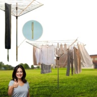 SUSZARKA NA PRANIE DO UBRAŃ OGRODOWA DUŻA OBROTOWA 50M POKROWIEC KOTWA