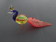 Wspaniały szklany paw, Jarosław Brychta, uran + styl murano 5,5cm (A29)