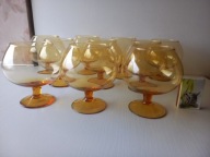 HUTA LAURA STARE KIELISZKI DO KONIAKU MIODOWE komplet 11 szt VINTAGE lata80
