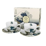 KOMPLET FILIŻANEK DO KAWY HERBATY FILIŻANKI 280 ML 2 SZT. SPODKI ZESTAW