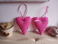 KORONKOWE SERCA DUŻE ZAWIESZKI BAWEŁNA KOMPLET 2 SZTUKI
