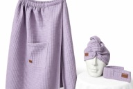 Zestaw Pareo Ręcznik do sauny+Turban+opaska|Tkanina wafelkowa|szybkoschnące