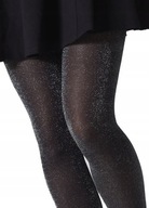 CALZEDONIA rajstopy czarne glitter srebrne połysk brokatowe S M