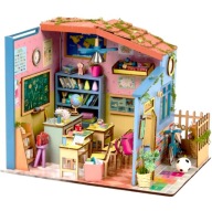 Puzzle 3D Domek Biblioteka Drewniany Klasa Szkoła LED