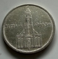 5 REICHSMARK III RZESZA, KOŚCIÓŁ Z DATĄ, 1934 D, SREBRO, (4)