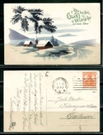 K23892)Karta gratulacyjna: Nowy Rok, wytlaczana kartka, wyslany 1918