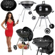 GRILL WĘGLOWY OGRODOWY PRZENOŚNY OKRĄGŁY NA KÓŁKACH Z POKRYWĄ RUSZT LUND