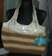 torebka nowa sznurkowa z kwiatem