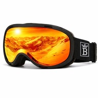 GOGLE NARCIARSKIE SNOWBOARDOWE CZARNE LUSTRZANE FILTR UV LUSTRZANE MĘSKIE