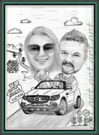 Karykatura portret ze zdjęcia na rocznice ślubu ręcznie wykonany PROMOCJA