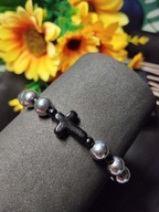 Bransoletka różaniec szkło hematyt