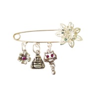 Broszka z buddą i kotem