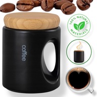Pojemnik na kawę 650ml czarny ceramika bambusowa pokrywa szczelna