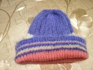 Czapka w pask miekki moherek i jak nowa