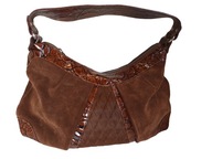 śliczna włoska torebka zamszowa z włosiem