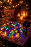 Lampki solarne ogrodowe 60 LED girlanda balkon taras wodoodporne dekoracja