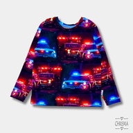 Chrisma Bluzka Koszulka długim rękawem z nadrukiem wóz policyjny 104 4 lata