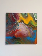 Obraz na płótnie, akryl technika pouring