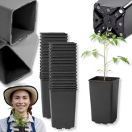 DONICZKI DO ROZSADU 25SZT. PLASTIKOWE PRODUKCYJNE WYSOKIE KWADRATOWE 9X9X14