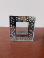 Kwadratowa szklana ramka na zdjęcie | wzór kwiatki