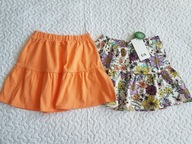 C&A 2 spódniczki pomarańcz kwiatki nowe roz 122