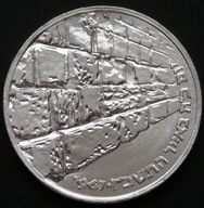 Izrael 10 lirot 1967 - Ściana Płaczu - zwycięstwo - srebro - stan 1/2