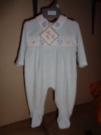 JUST TOO CUTE piękne welurowe ubranko błękit 0-3 m