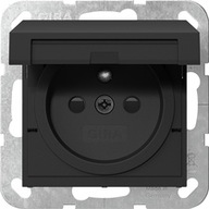 Gniazdo z bolcem elektryczne - hermetyczne z klapką Gira czarny mat