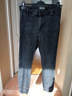 denim co 40 spodnie dżins z wyższym stanem strecz rurki czarne szare