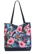 Torebka shopper czarna HABILE design bag w kwiaty