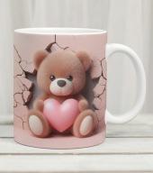 Kubek z misiem, miś z sercem