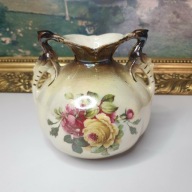 Mały wazon ceramiczny 12 cm – róże – styl secesyjny – vintage