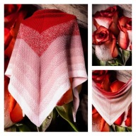 DUŻA CHUSTA, SZAL OMBRE Z BAWEŁNY ORGANICZNEJ ROBIONA WZOREM MECH, HANDMADE