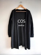 COS czarny sweter kardigan narzutka wełna moher oversize S/M