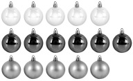 Bombki SREBRNE BIAŁE CHROM Bańki Nietłukące się Na choinkę 6 cm 16 szt.