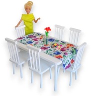 Stół drewniany z krzesłami do kuchni jadalni domku lalek na prezent święta