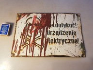 STARA TABLICA EMALIOWANA NIE DOTYKAĆ CZASZKA z PRL-u 30 cm x 20 cm No.4