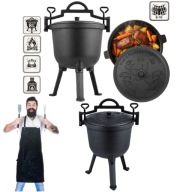 KOCIOŁEK EMALIOWANY ŻELIWNY 8L GARNEK MYŚLIWSKI WĘGIERSKI NA OGNISKO GRILL
