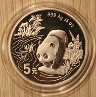 PANDA - 5 YUAN - JUANÓW 1997 CHINY PANDA - 0,5 OZ 999 - PÓŁ UNCJI SREBRA
