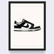 Plakat Nike Dunk "Panda"/Illustrated/ (Czarna/Biała Ramka)