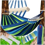 HAMAK OGRODOWY Dwuosobowy Duży Mocny XXL 265x155cm 2 Pałąki 60cm + Torba