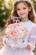 Flower box Komunia święta prezent dla dziewczynki chłopca kwiaty mydlane