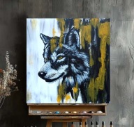 Obraz WILK malowany ręcznie 40x40 /75 Patryk Mit