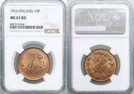 Finlandia 10 Penniä 1916 Helsinki – Imperium Rosyjskie – TOP / RARE