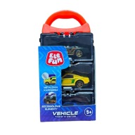 AUTKA pojazdy w skali 1:64 resoraki 3 szt. w kontenerkach kolekcja ELEFUN