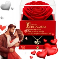 ZŁOTY NASZYJNIK SERCE W SZKATUŁCE Z WIECZNĄ RÓŻĄ PREZENT NA WALENTYNKI