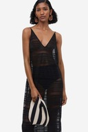 H & M sukienka maxi długa szydełkowa koronkowa boho ażurowa transparentna S