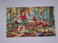 Bajka Czerwony Kapturek - stara pocztówka