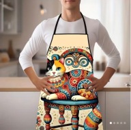 Fartuch kuchenny koty uroczy kolorowy anime prezent poliester sowa